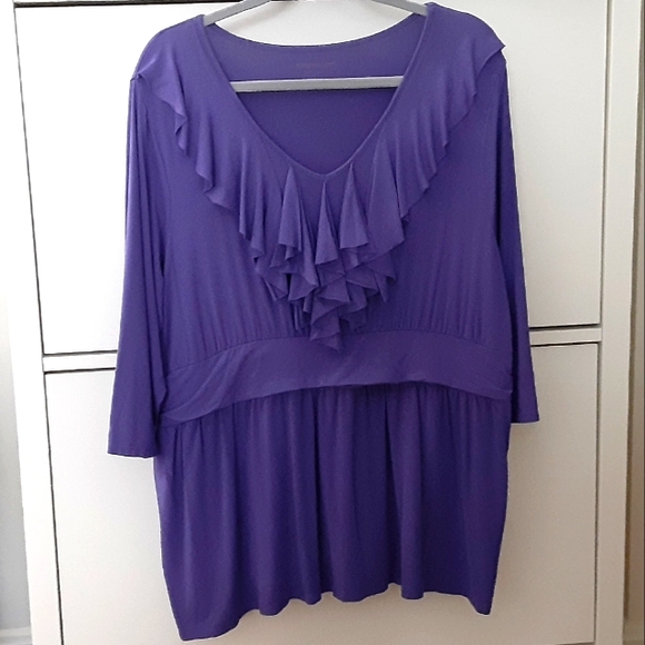 Coldwater Creek 3/4 Sleeve Ruffle Top - Picture 1 of 6